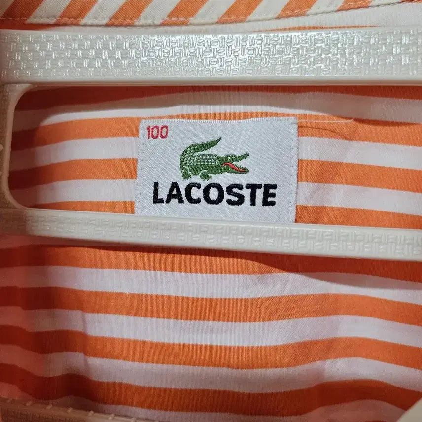 [BUNJANG] Lacoste Striped Shirt Orange / 라코스테 스트라이프 셔츠 오렌지