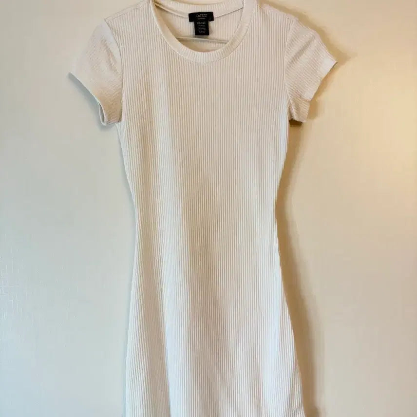 [BUNJANG] White Ribbed Mini Dress / 화이트 골지 미니 원피스(새상품)