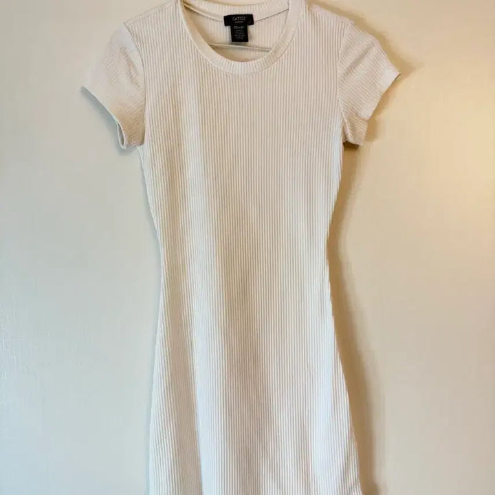[BUNJANG] White Ribbed Mini Dress / 화이트 골지 미니 원피스(새상품)