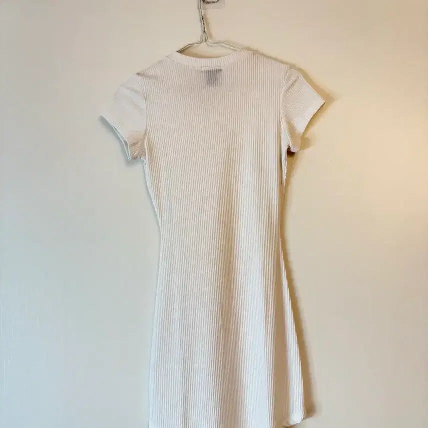 [BUNJANG] White Ribbed Mini Dress / 화이트 골지 미니 원피스(새상품)