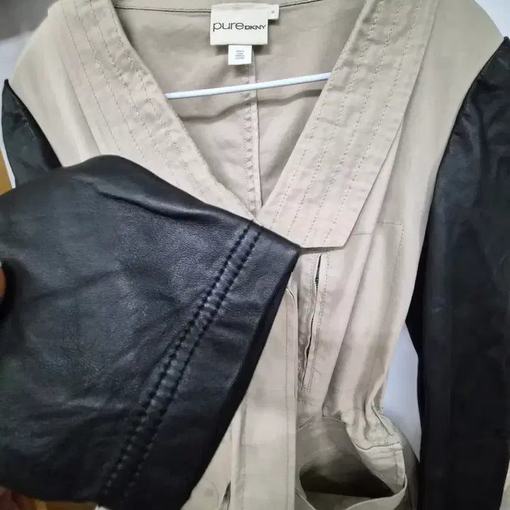 [BUNJANG] DKNY Leather Trimmed Spandex Jacket / DKNY 가죽 트리밍 스판 자켓