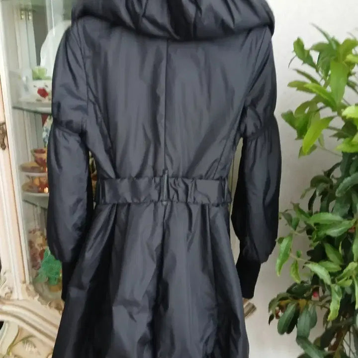 [BUNJANG] Black Hooded Long Padded Jacket (Size 55) / 검정색 후드 롱 패딩 자켓 55