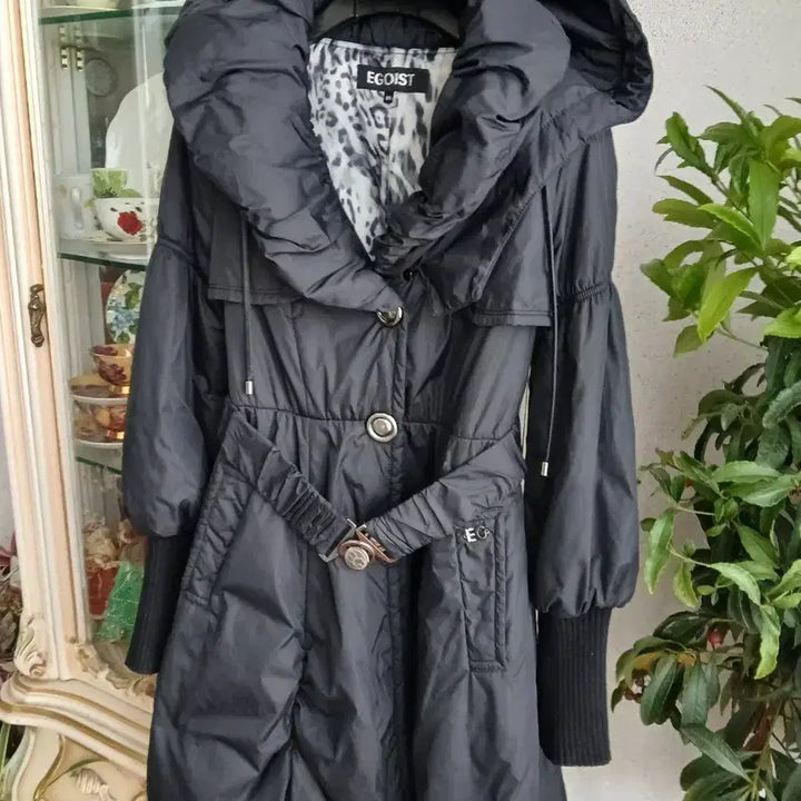 [BUNJANG] Black Hooded Long Padded Jacket (Size 55) / 검정색 후드 롱 패딩 자켓 55