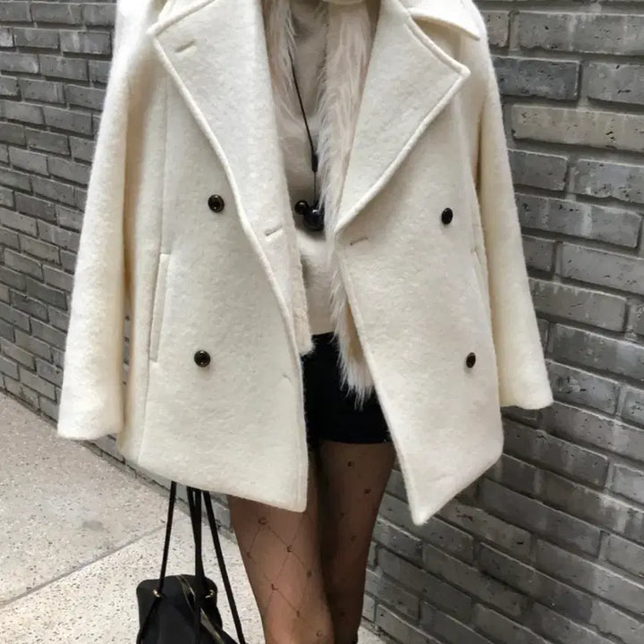 [BUNJANG] London Flat Alpaca Pea Coat / 런던플랏 알파카 피코트
