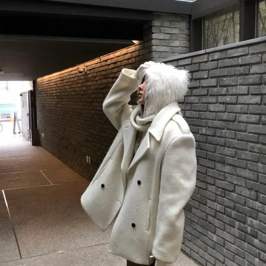 [BUNJANG] London Flat Alpaca Pea Coat / 런던플랏 알파카 피코트
