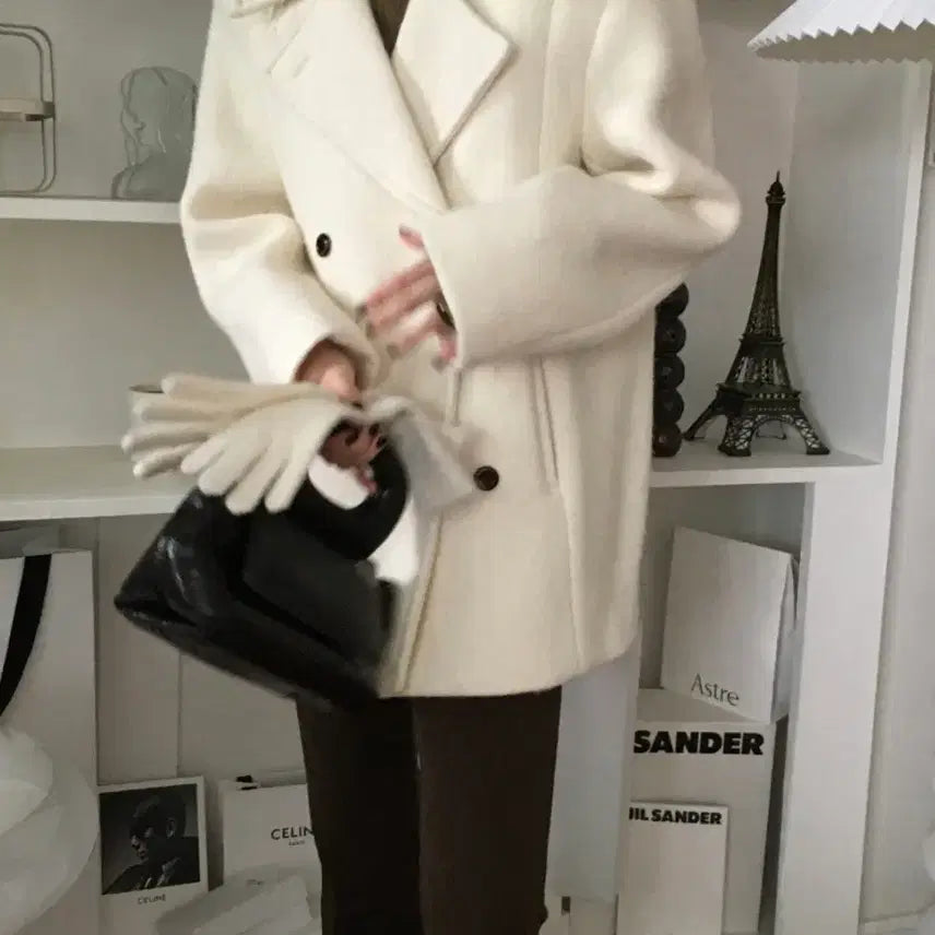 [BUNJANG] London Flat Alpaca Pea Coat / 런던플랏 알파카 피코트