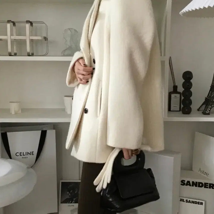 [BUNJANG] London Flat Alpaca Pea Coat / 런던플랏 알파카 피코트