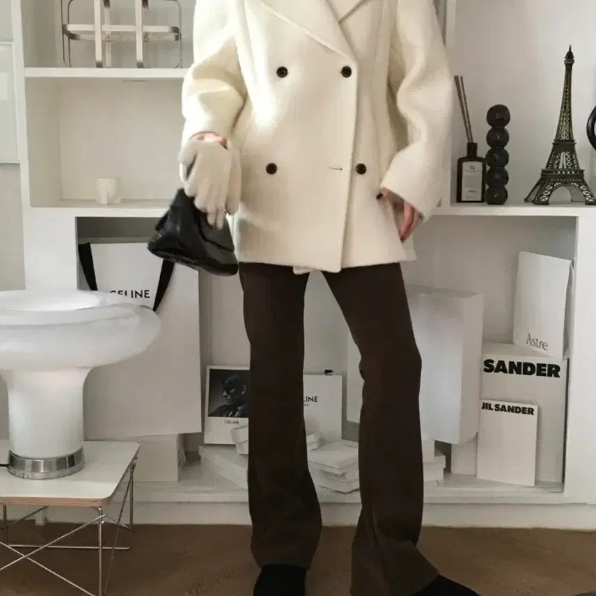 [BUNJANG] London Flat Alpaca Pea Coat / 런던플랏 알파카 피코트