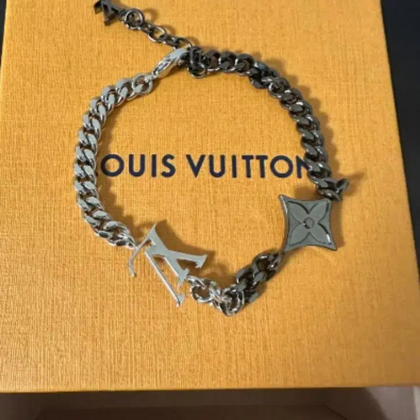 [BUNJANG] Louis Vuitton Chain Necklace Silver Black / 루이비통 체인 목걸이 실버 블랙
