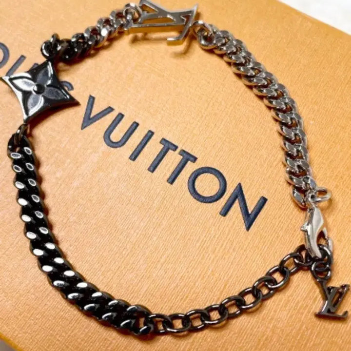 [BUNJANG] Louis Vuitton Chain Necklace Silver Black / 루이비통 체인 목걸이 실버 블랙