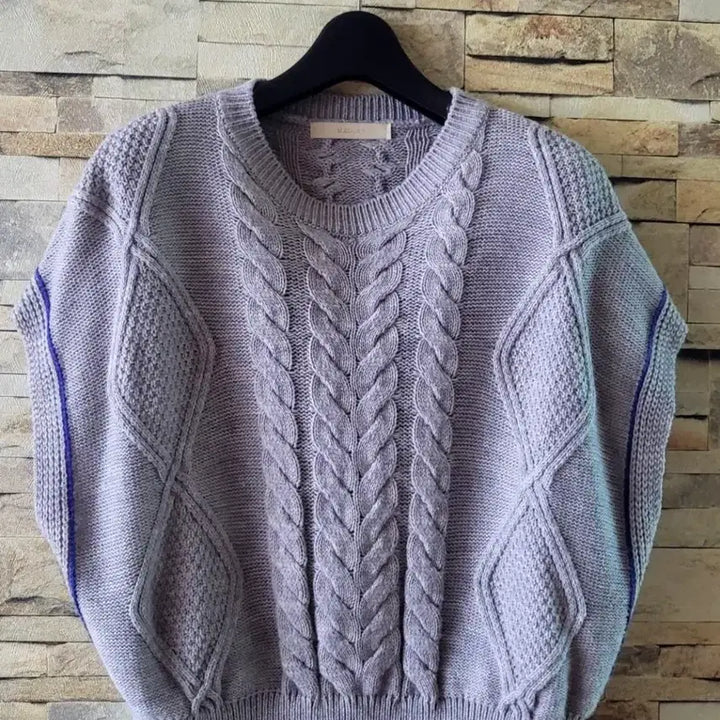 [BUNJANG] MAGJAY Cable Knit Short Sleeve Sweater / MAGJAY 케이블 니트 반팔 스웨터 그레이