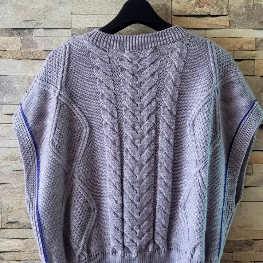 [BUNJANG] MAGJAY Cable Knit Short Sleeve Sweater / MAGJAY 케이블 니트 반팔 스웨터 그레이