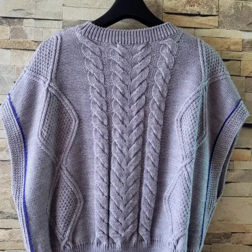 [BUNJANG] MAGJAY Cable Knit Short Sleeve Sweater / MAGJAY 케이블 니트 반팔 스웨터 그레이