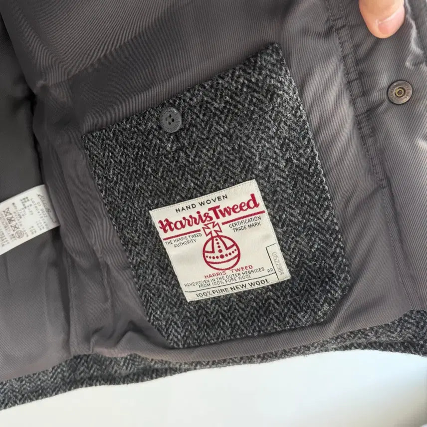[BUNJANG] Eddie Bauer Harris Tweed Wool Goose Down Vest / 에디바우어 헤링본 해리스  트위드 울 구스다운 베스트 패딩조끼 M