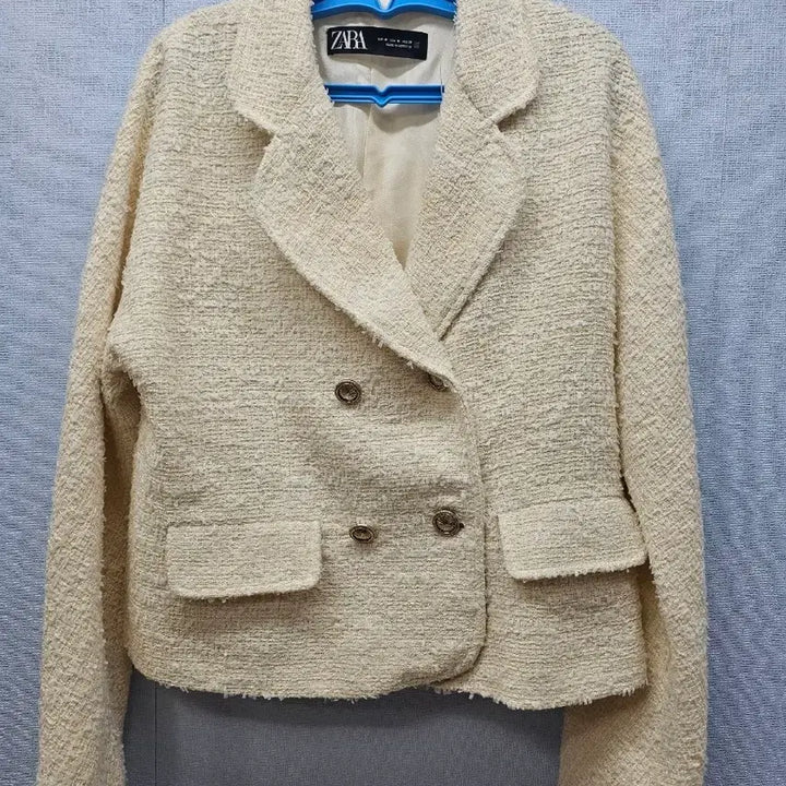 [BUNJANG] ZARA Tweed Crop Jacket Ivory / 자라 트위드 크롭 자켓 아이보리