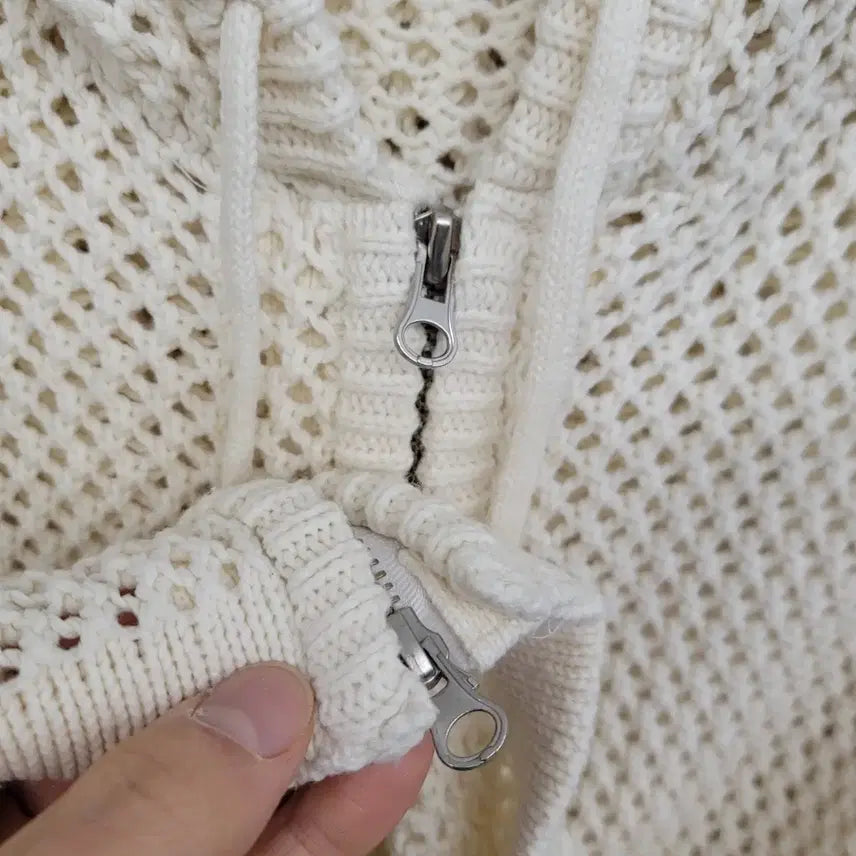 [BUNJANG] HOLLYWOOD Punching Knit Hooded Zip-up / [100/L] HOLLYWOOD 펀칭 니트 후드 집업