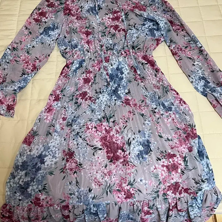 [BUNJANG] NAMU GRIM Floral Chiffon Long Dress / NAMU GRIM 플라워 쉬폰 롱 원피스