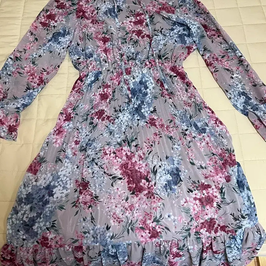 [BUNJANG] NAMU GRIM Floral Chiffon Long Dress / NAMU GRIM 플라워 쉬폰 롱 원피스