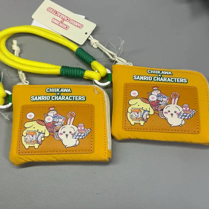 [BUNJANG] Usagi Chiikawa Pompompurin Card Wallet with Coin Purse / 우사기 치이카와 폼폼푸린 카드지갑 겸 동전지갑 스트랩