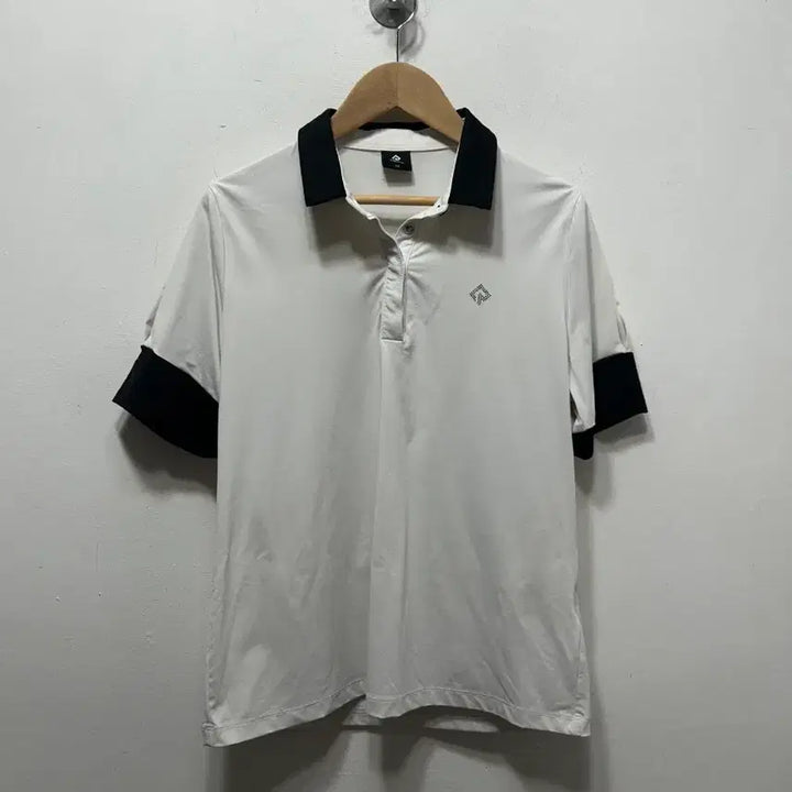 [BUNJANG] Renoma Golf White Black Color Block Polo Shirt / 레노마 골프 화이트 블랙 배색 반팔 카라티 100사이즈