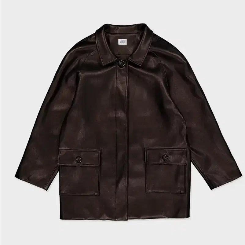 [BUNJANG] Magnet Archive Vegan Leather Jacket (Brown) / 마그넷 아카이브 비건 레더자켓 (브라운)