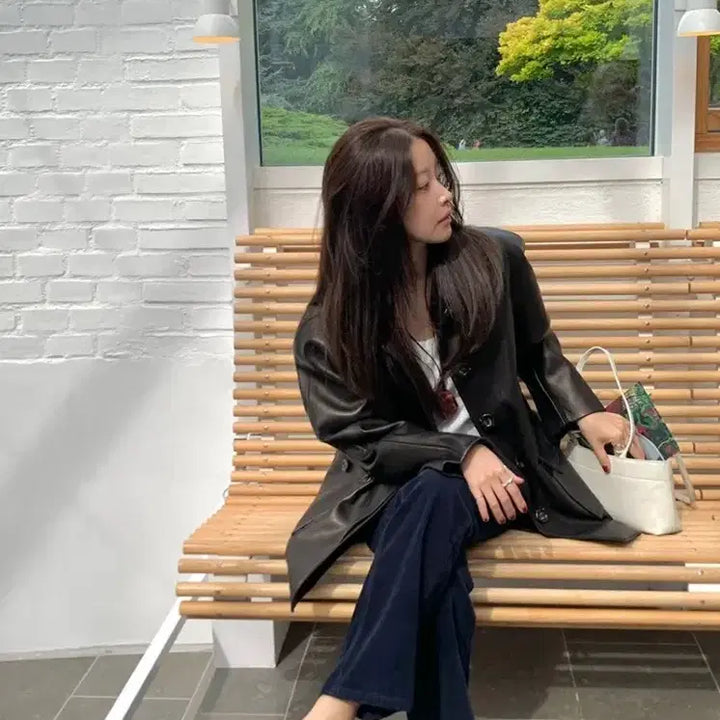 [BUNJANG] Magnet Archive Vegan Leather Jacket (Brown) / 마그넷 아카이브 비건 레더자켓 (브라운)