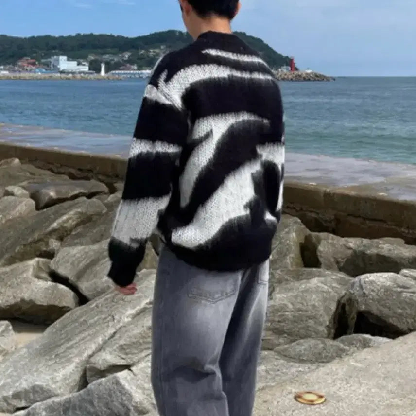 [BUNJANG] Angora Mohair Zebra Knit Sweater / 앙고라 모헤어 지브라 니트
