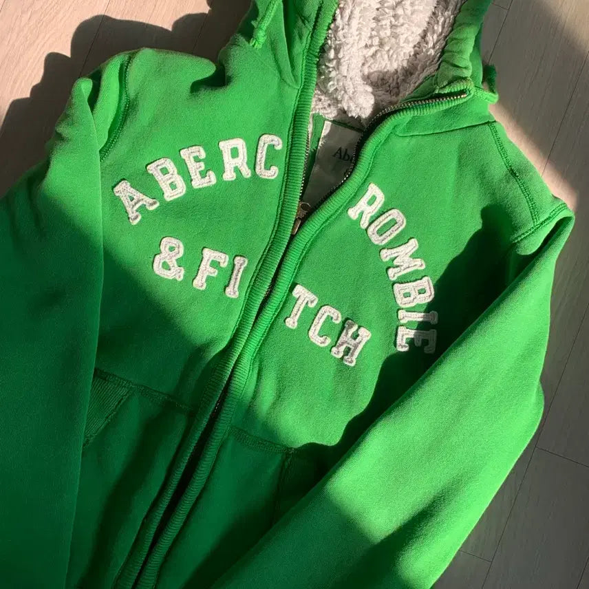 [BUNJANG] Abercrombie Green Hoodie / 아베크롬비 후드집업 연두 초록 말차