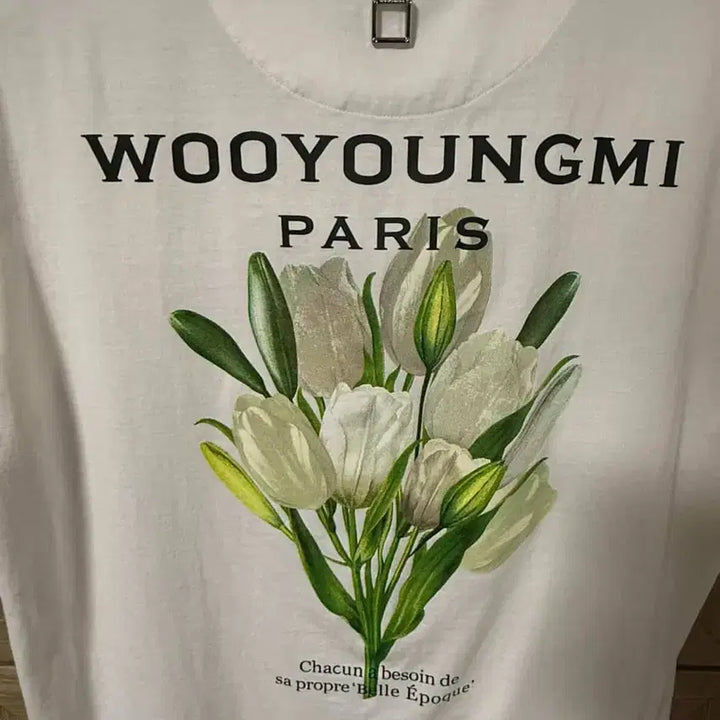 [BUNJANG] Wooyoungmi Flower Back Logo T-shirt / [ 46 ] 우영미 플라워 백로고 반팔티