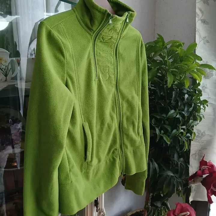 [BUNJANG] Calvin Klein Performance Lime Green Fleece Zip-Up Jacket / 캘빈클라인 퍼포먼스 라임색 플리스 집업 55~날씬 66