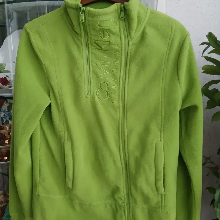 [BUNJANG] Calvin Klein Performance Lime Green Fleece Zip-Up Jacket / 캘빈클라인 퍼포먼스 라임색 플리스 집업 55~날씬 66