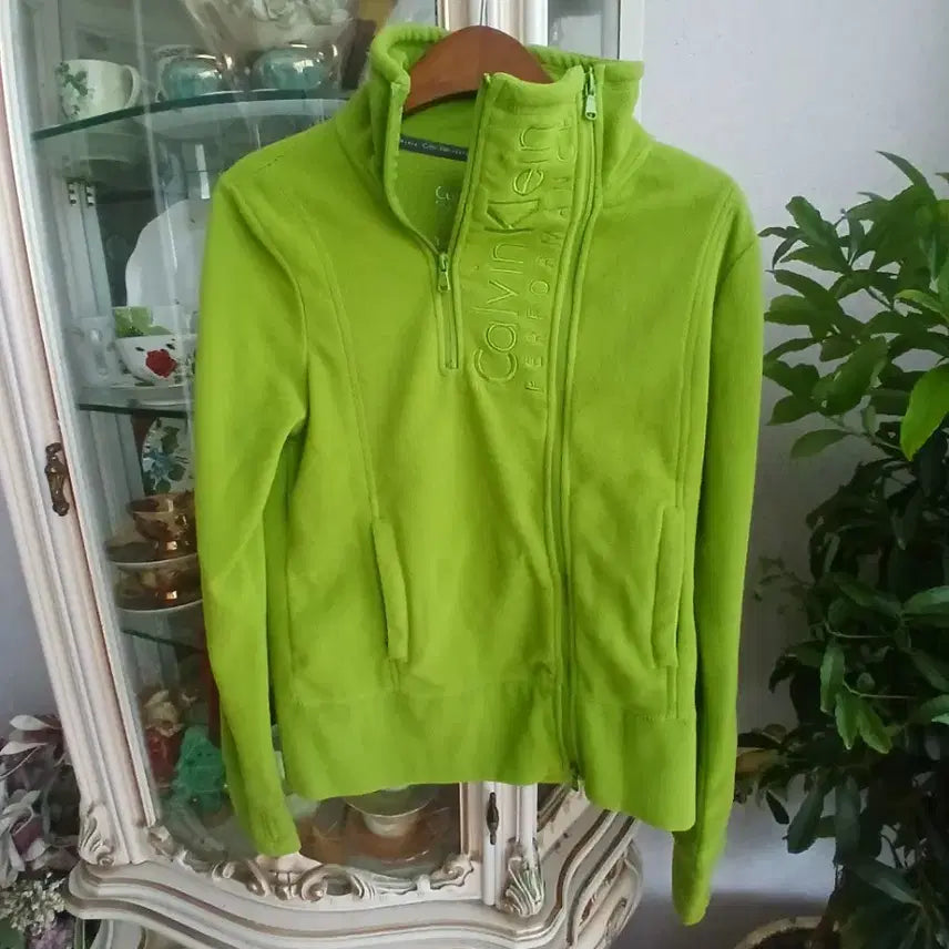 [BUNJANG] Calvin Klein Performance Lime Green Fleece Zip-Up Jacket / 캘빈클라인 퍼포먼스 라임색 플리스 집업 55~날씬 66