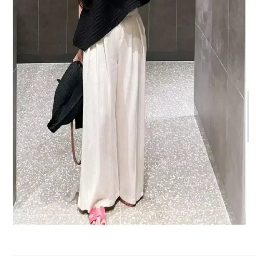 [BUNJANG] Closet9 Linen Pintuck Wide Slacks - Beige, S / 클로젯나인 린넨 핀턱 와이드 슬랙스 - 베이지,S