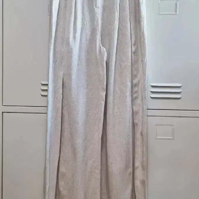 [BUNJANG] Closet9 Linen Pintuck Wide Slacks - Beige, S / 클로젯나인 린넨 핀턱 와이드 슬랙스 - 베이지,S