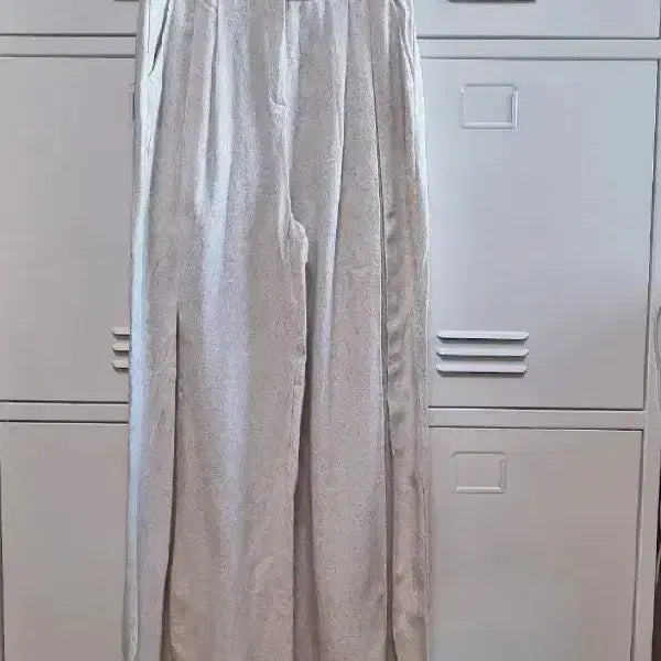 [BUNJANG] Closet9 Linen Pintuck Wide Slacks - Beige, S / 클로젯나인 린넨 핀턱 와이드 슬랙스 - 베이지,S