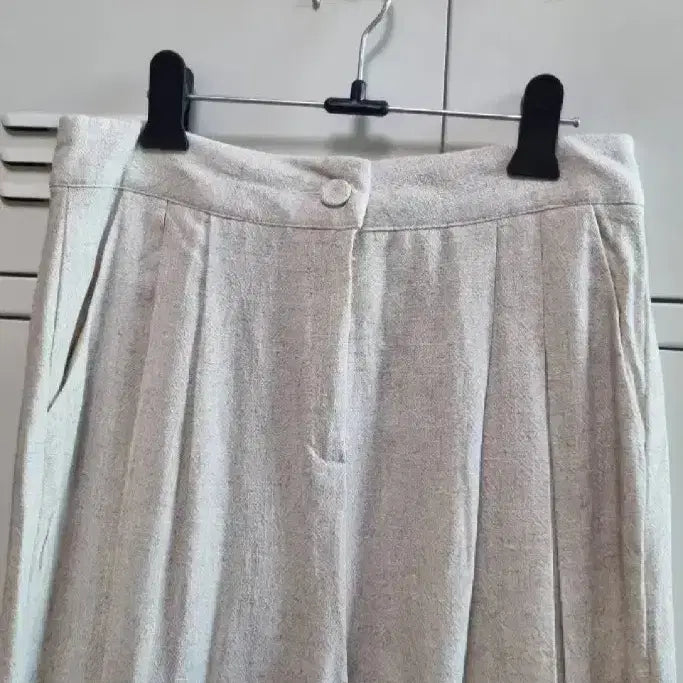 [BUNJANG] Closet9 Linen Pintuck Wide Slacks - Beige, S / 클로젯나인 린넨 핀턱 와이드 슬랙스 - 베이지,S