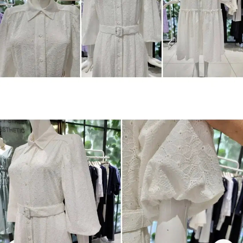 [BUNJANG] DeWL White Punching Midi Dress / 듀엘 화이트펀칭 원피스(새옷55)