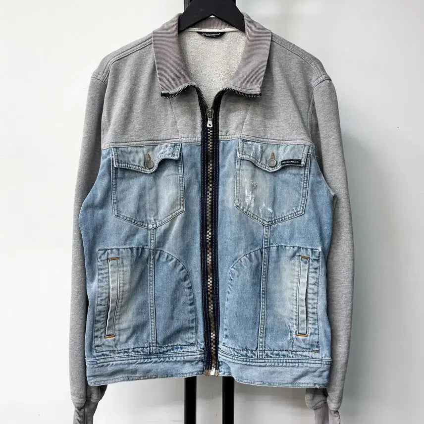 [SOLD OUT] 돌체앤가바나 투 패널 데님앤스웻 집업 자켓