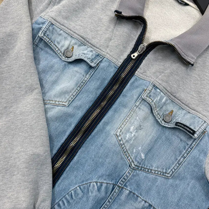 [SOLD OUT] 돌체앤가바나 투 패널 데님앤스웻 집업 자켓