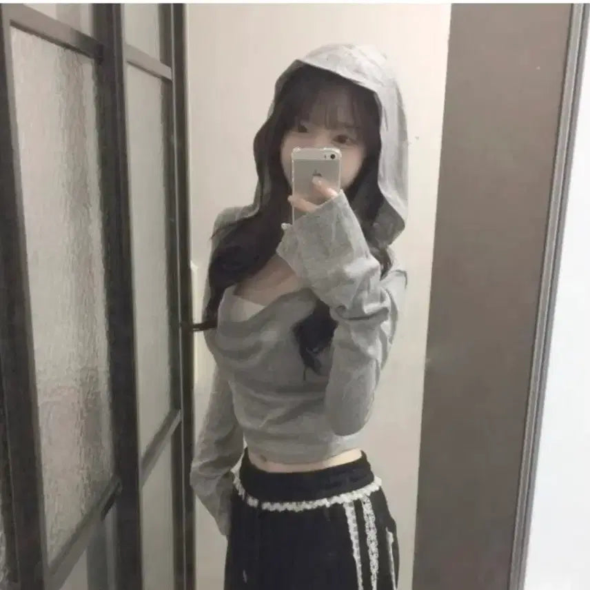 [BUNJANG] Drape Gray Hooded T-shirt / 드레이프 후드티