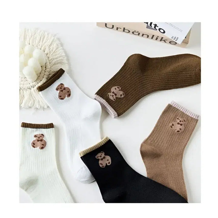 [BUNJANG] Bear Embroidery Sock Set / 곰돌이 양말세트 (새상품)
