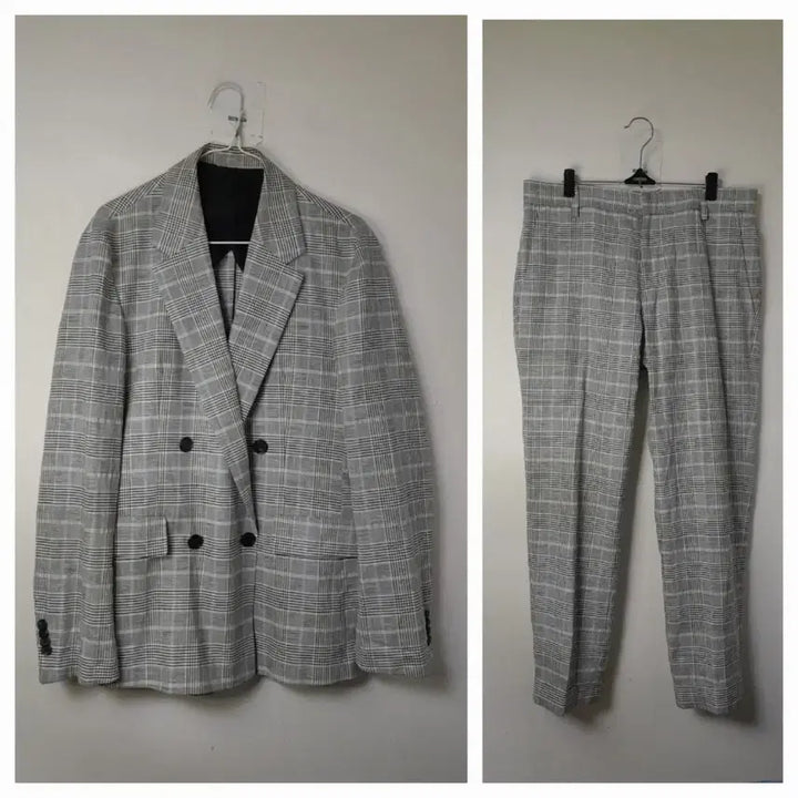 [BUNJANG] System Homme Double Check Linen Suit Set-up / 시스템옴므 더블 체크 린넨 정장셋업 100/32"