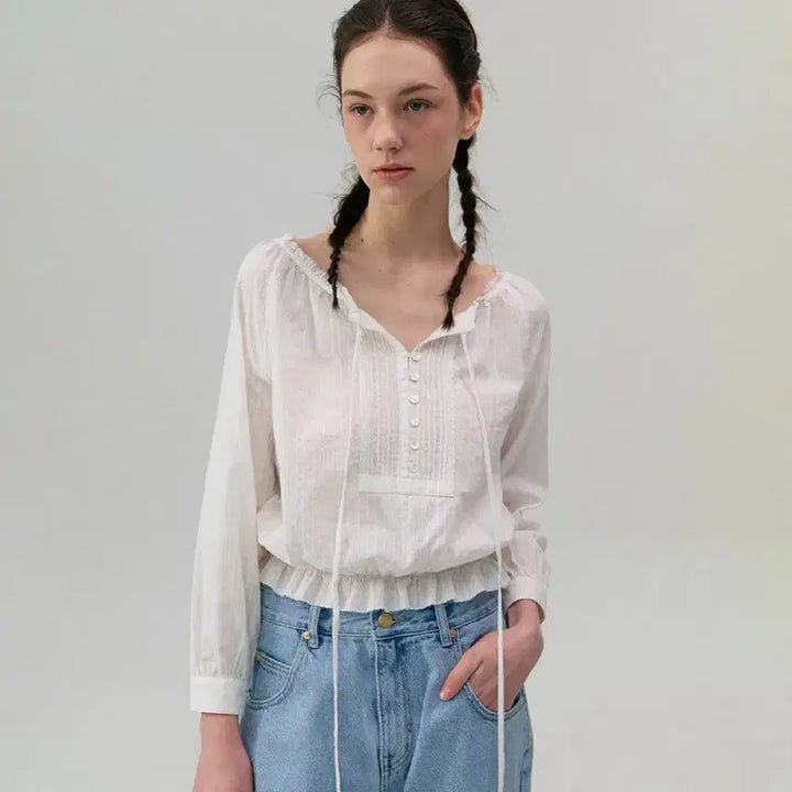 [BUNJANG] Thebarnett Pleatib Blouse / 더바넷 Pleatib Blouse 플리팁 블라우스