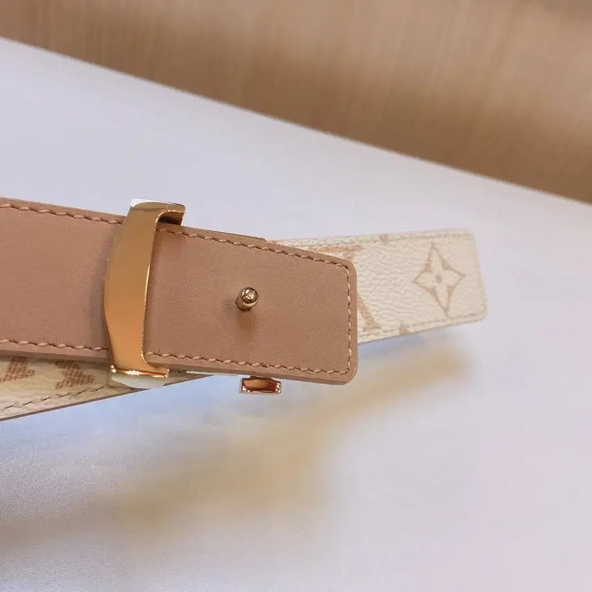 [BUNJANG] Louis Vuitton Monogram Ivory Belt / 루이비통 모노그램 벨트 아이보리 금장
