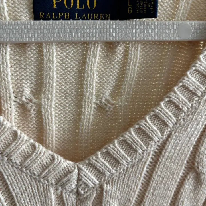 [BUNJANG] Polo Ralph Lauren Ivory Cable Knit Sweater L / 폴로 랄프로렌 아이보리 케이블 니트 L