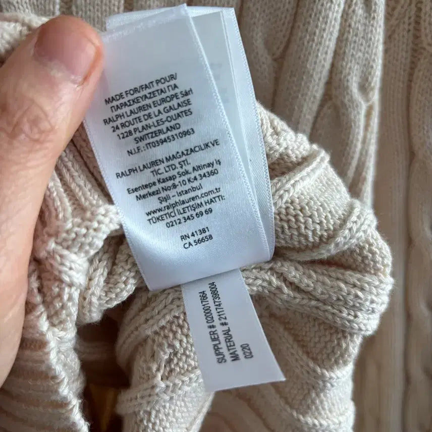 [BUNJANG] Polo Ralph Lauren Ivory Cable Knit Sweater L / 폴로 랄프로렌 아이보리 케이블 니트 L