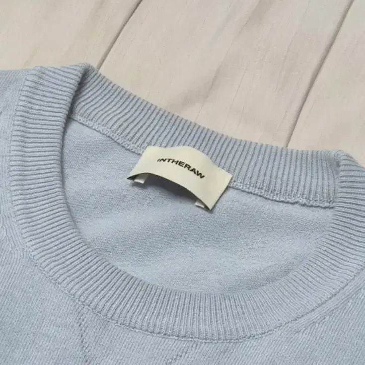 [BUNJANG] In The Row Plain Half Sleeve Knit (Sky Blue/Size 3) / 인더로우 플레인 하프 반팔니트 (하늘색/3사이즈)