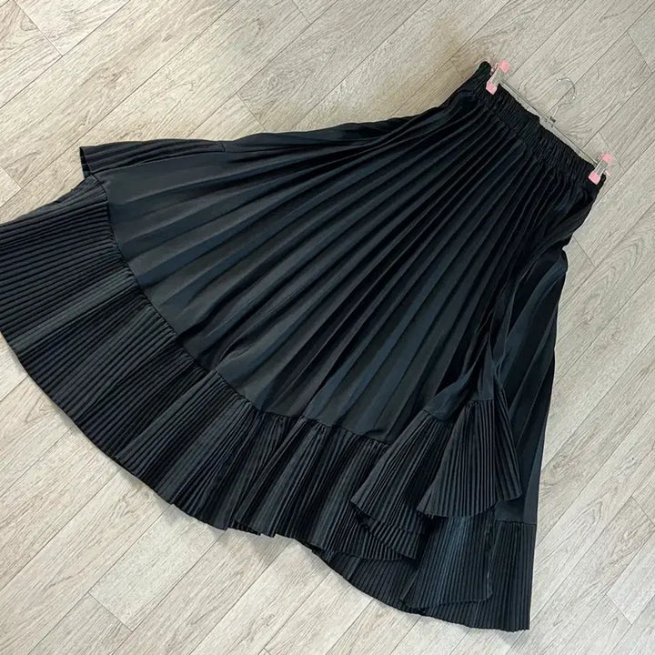 [BUNJANG] Black Pleated Long Skirt / 블랙 플리츠 롱 스커트