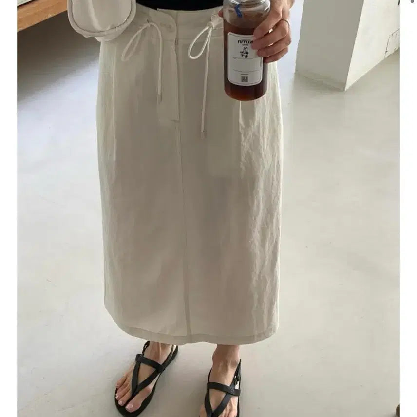 [BUNJANG] The Brunch Becky String H-Line Long Skirt Cream (M) / 더 브런치 BR베키 스커트 스트링 H라인 롱치마 크림m