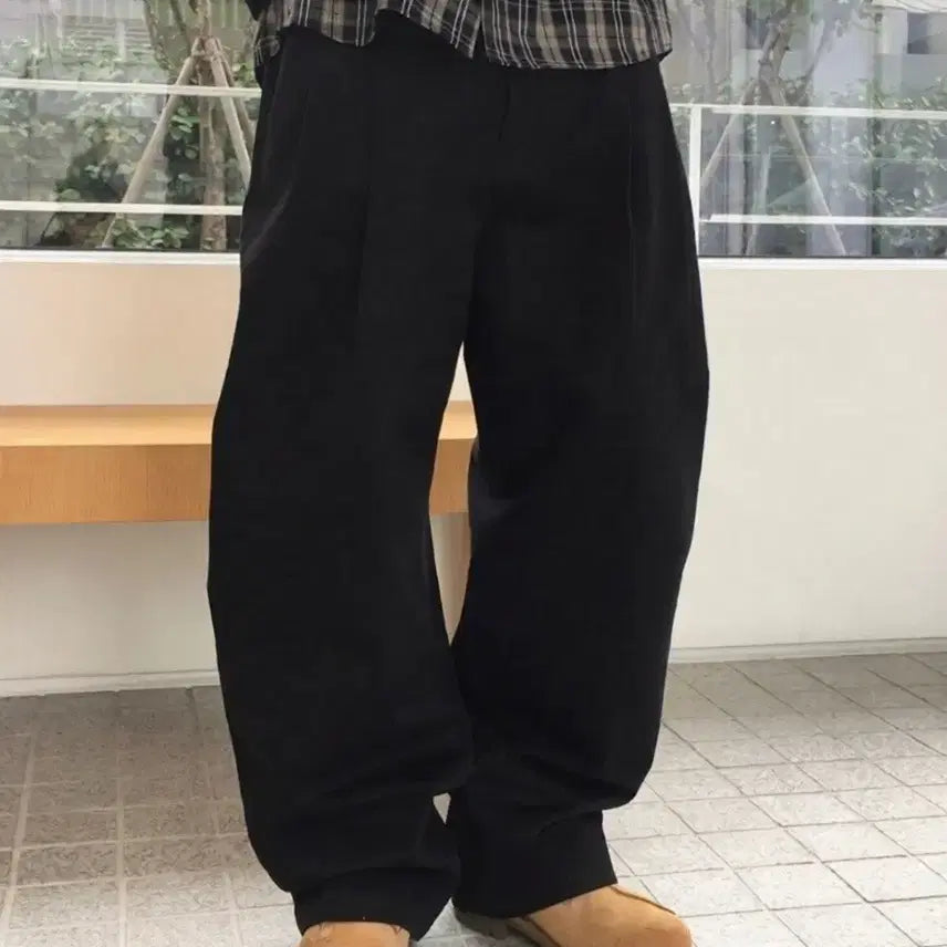[BUNJANG] Wide Fit Cotton Pants / 와이드 블랙 카키 와이드핏 바지